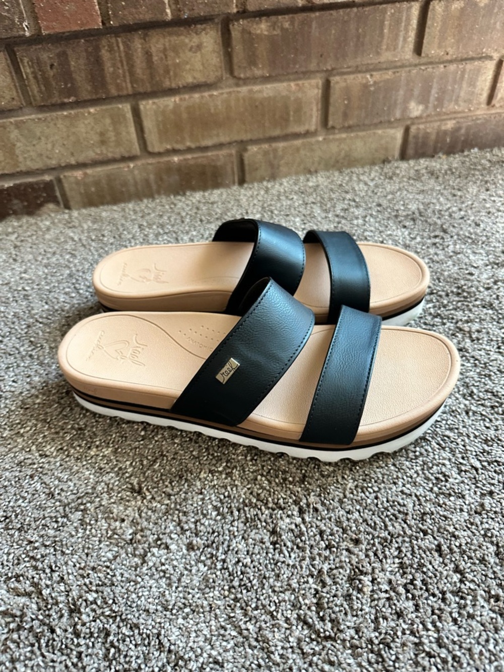 Reef Water Vista Cushion Horizon Hi Platform Slide Sandals Black 11